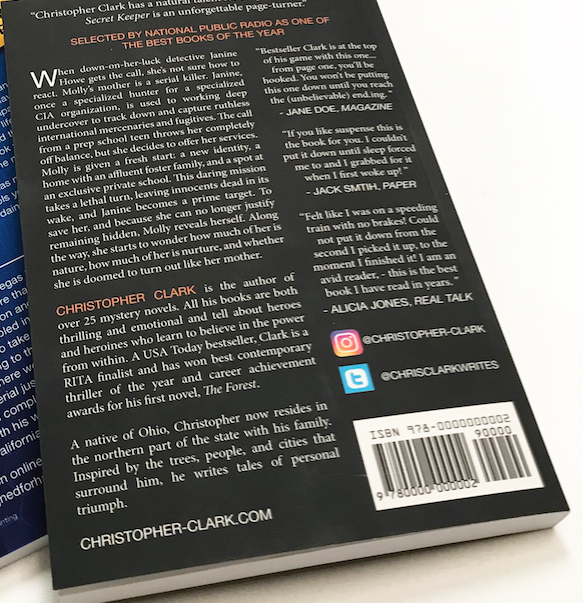 Back cover of a book with barcode